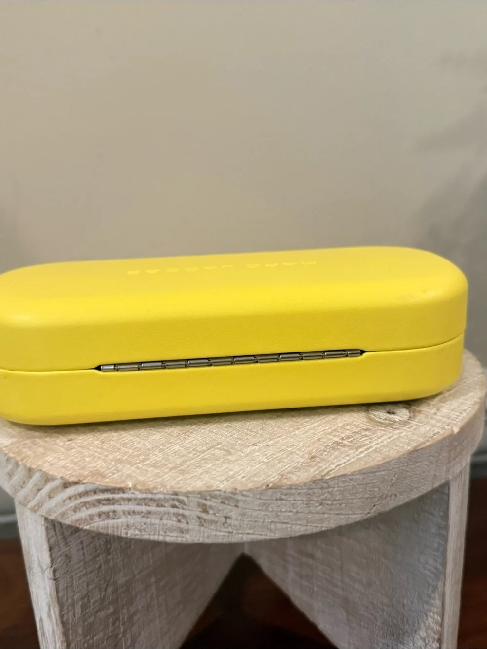 Marc Jacobs Yellow Hard Sunglass Case with cleaning cloth